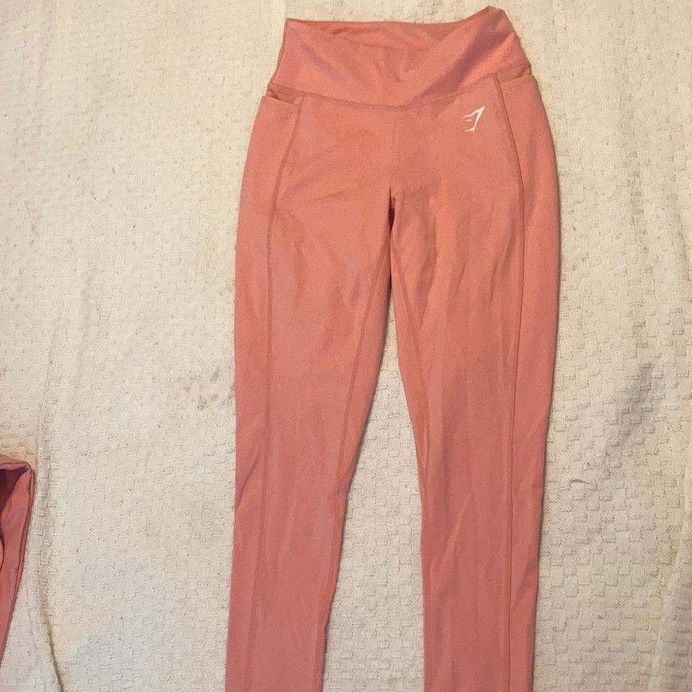Gymshark peach coral high waisted leggings with pockets